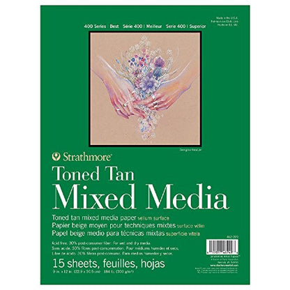 Strathmore Toned Mixed Media Paper Toned Tan 9"X12"-15 Sheets -62462209 - color: Toned Tan, size: 9 x 12 inches