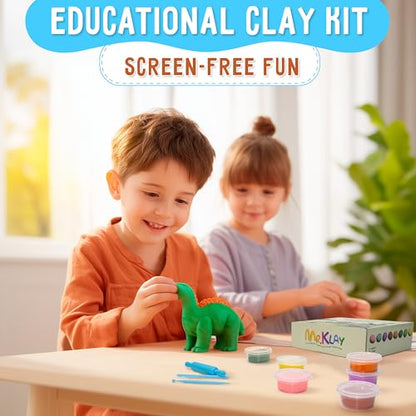 Air Dry Clay for Kids – Clay Dinosaur Kit with 20 Jars Tools Guide & Dino Park Play Board – DIY Arts and Crafts Modeling Kit for Kids Ages 4-8