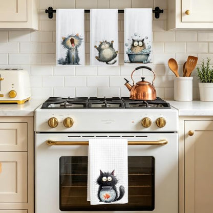 4 Pcs Funny Cat Kitchen Towels, Cute Cats Gifts Reusable Hand Towels-04 - color: Multi 1619