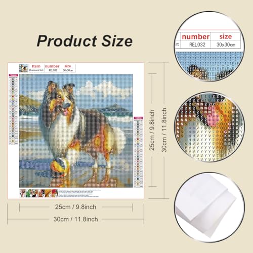 Reluohuo Dog Diamond Art Kits for Adults, Full Drill Diamond Painting for Beginners, 5D DIY Gem Art for Home Wall Decor, 12x12 Inch - color: Dog2