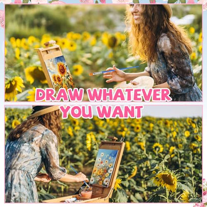 Blosssound 10 Set Pre Printed Canvas Pre Drawn Canvas Painting with Easel Kits 5" x 7" Outline Painting Panels for Beginners, DIY Craft Project, Party Favor, Home Decors(Flower) - style: Flower