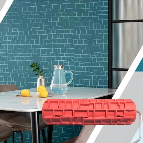 7" Texturing Roller, Patterned Textured Paint Roller, Drywall Texture Tool | Embossed Rubber Paint Roller, Decorative Art Texture Roller, Knockdown Texture Tool for DIY Household Wall Painting (BK319R) - style: BK319R