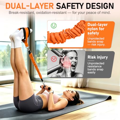 Multifunctional Pedal Resistance Band with Handles for Women Men - color: Orange