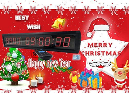 AZOOU 1.8-inch 10 Digits Red Color LED Timer Countdown/Up Wall Mounted Clock with Days Hours Mins Secs