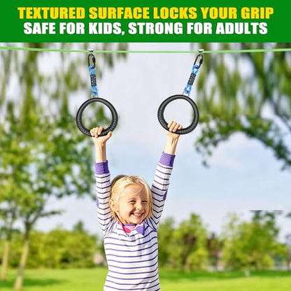 SELEWARE Trapeze Swing Rings, Gymnastics Rings for Swingset - color: 2-pack Trapeze Rings With 7.8" Rope