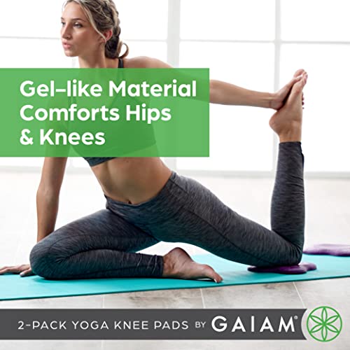 Gaiam Yoga Knee Pads Set of 2, Cushion for Knees & Elbows - color: Purple