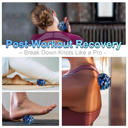Deep Tissue Massage Ball for Exercise & Recovery - SGS Certification - Targets Back, Shoulder, Legs&Feet - Relieves Muscle Knots, Joint Pain&Tightness, Pressure Point Therapy- Myofascial Release Ball - color: Blue&gray, size: 1-Pack | 2.8-inch