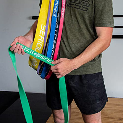 Serious Steel Fitness 81.3cm(32인치) 저항 트레이닝 밴드 (휴대용 운동 밴드 시스템 트레이닝 밴드 - 152cm(5피트 10인치) 미만의 개인에게 적합) - color: #6 옐로우 (36.3-90.7kg(80-200파운드)
