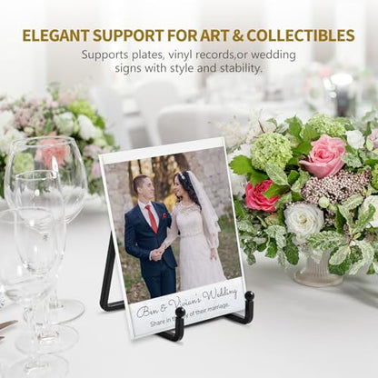 Plate Holder Easel Display Stand - 4.5 inch Metal Plate Stands for Display - Tabletop Picture Stand - Black Iron Easels for Display Pictures | Photo Frames | Book | Decorative Plates | Plaque -4 Pack - size: 4.5 inch (4 pack)