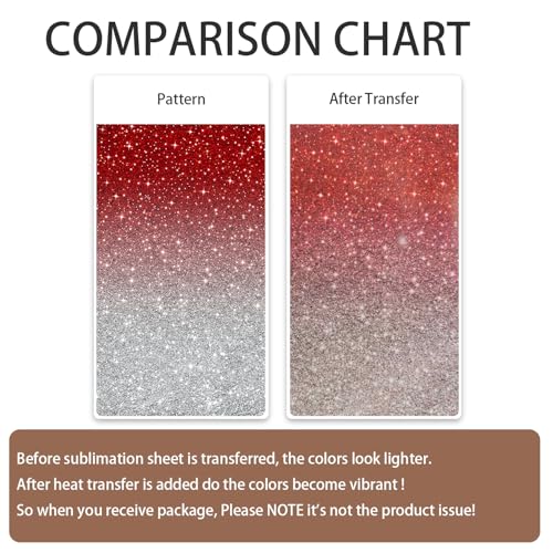 Sublimation Transfer Ink Sheets for Cricut Heat Press, Solid Color Glitter Pre-Inked Transfer Paper for T-Shirts, Mugs, Tumblers, 12"x10",14pcs