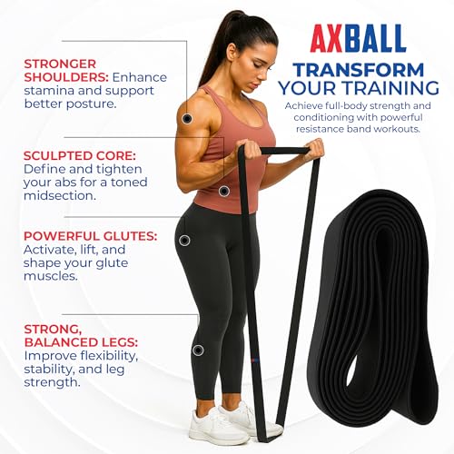 76 Inch Extra Long Fabric Resistance Band with Workout Guide for Men & Women, Non-Slip, Machine Washable, up to 150 LBS for Strength Training, Pull-Up Assist, Yoga & Physical Therapy