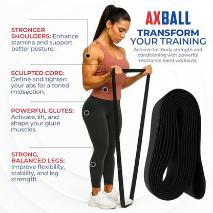 76 Inch Extra Long Fabric Resistance Band with Workout Guide for Men & Women, Non-Slip, Machine Washable, up to 150 LBS for Strength Training, Pull-Up Assist, Yoga & Physical Therapy