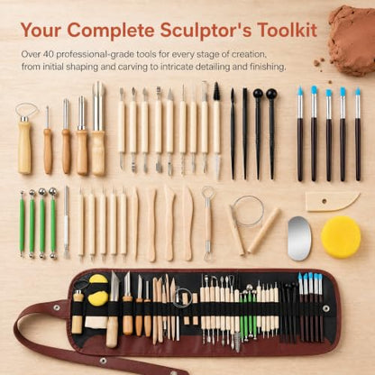 42 PCS Clay Tools Kit, Pottery Sculpting Tools for Carving, Molding, and Shaping Clay Crafts, Ideal for Beginners, Hobbyists, and Artists