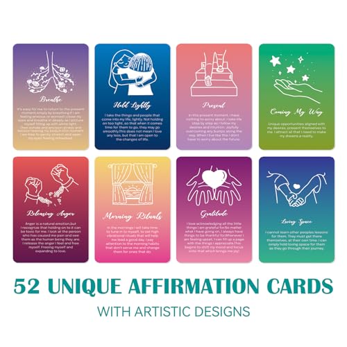 A ART·ZONE 52 Pcs Positive Affirmations Meditation Spiritual Self Care Cards Gifts, Set of 6, 9.7x6 cm Paper Prints - color: 6 Piece