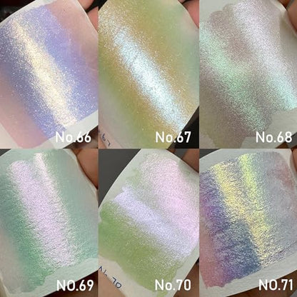 IUILE Handmade Watercolor Paints - Fairy CS Dot Card (6 colors). Color Shift, Metallic, Shiny, Shimmer - color: Fairy CS Dot
