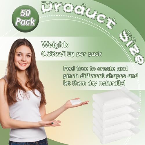 50 Pack White Air Dry Foam Clay,17.6oz Super Light Modeling Foam Clay,White Soft Modeling Clay for Birthday Gift,Arts & Crafts,Family & Classroom Rewards - color: 50 white