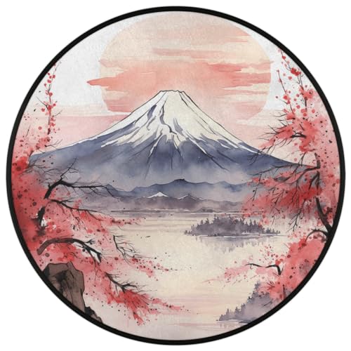 Japanese Style Art Print Round Area Rug 3Ft Circle Carpet Floor Mat - color: Art Print, size: 3 ft