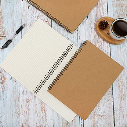 EUSOAR Graph Paper Notebook, B5 3Pack 7.3"x10.2" 120 Pages Hardcover Spiral Notebook Journals, Wirebound Journal Sketch Notebook for Math and Science Students Engineering Artist Drawing - color: Kraft, size: B5