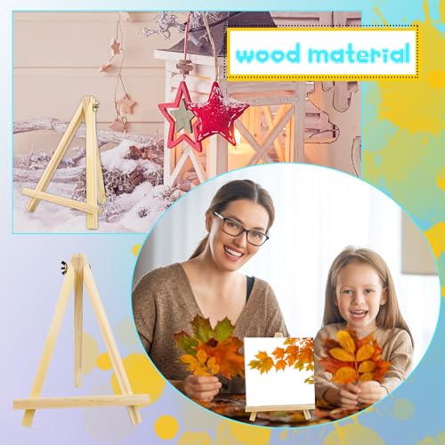 28 Pack 9 Inch Wooden Easel Stand Tabletop Wood Easels for Painting Portable Canvas Holder Art Craft Painting Easel Stand for Kids Students
