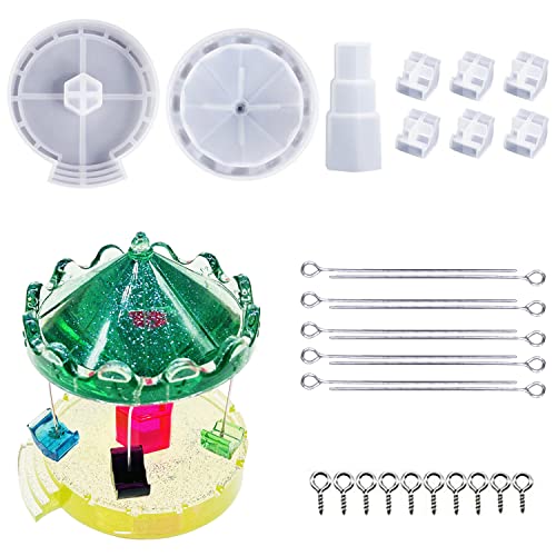 Woohome Silicone Resin Molds Carousel, Rotary Flying Chair Resin Molds, Silicone Molds for Epoxy Resin, DIY Carousel Molds for Office, Home Decor