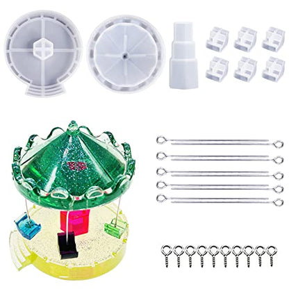 Woohome Silicone Resin Molds Carousel, Rotary Flying Chair Resin Molds, Silicone Molds for Epoxy Resin, DIY Carousel Molds for Office, Home Decor