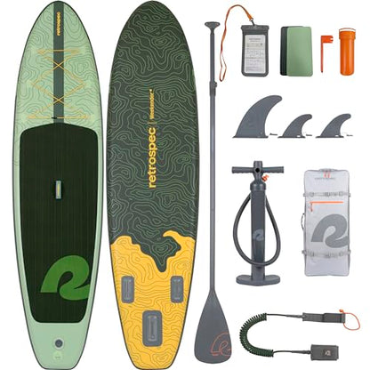 Retrospec Weekender Inflatable Stand Up Paddle Board Includes Paddle, Pump, and Accessories 10’6” Lightweight iSUP, Puncture Resistant Inflatable Paddle Board for Adults - color: Wild Spruce (Legacy)