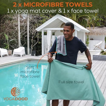 72" x 26.75" Long Hot Yoga Mat Towel Plus Compact Face Towel