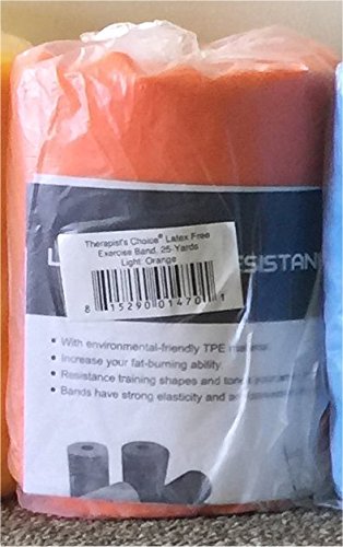 Therapist’s Choice® Professional Non-Latex Resistance Bands for Upper and Lower Body Exercise Workouts, Physical Therapy, Lower Pilates, and Rehab, 25 Yard (75 Feet) Roll Bulk Roll - size: Light