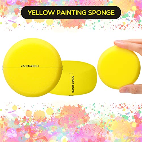 Zhehao 60 Pcs Round Painting Sponge 3 Inch Yellow Synthetic Artist Sponges for Painting, Crafts, Ceramics, Pottery, Watercolor, Household Use