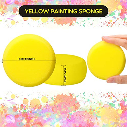 Zhehao 60 Pcs Round Painting Sponge 3 Inch Yellow Synthetic Artist Sponges for Painting, Crafts, Ceramics, Pottery, Watercolor, Household Use