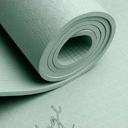 Recovery Lyfe Yoga Mat – “One Day at a Time” Engraving, Non-Slip Eco TPE, Sage Green, 72" x 24" x 6mm, Yoga & Meditation Mat for Recovery and Grounding