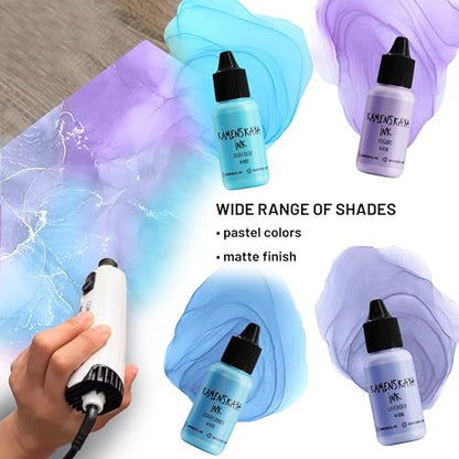 Alcohol Ink Set - 34 Color Variations - Set #19-4 Alcohol Inks x 0.51 fl oz (15 ml) | Highly Pigmented Pastel Colors, Lightfast, Opaque and Matte – For Painting and Epoxy Resin – Made in the EU - color: 19, style: Pastel inks