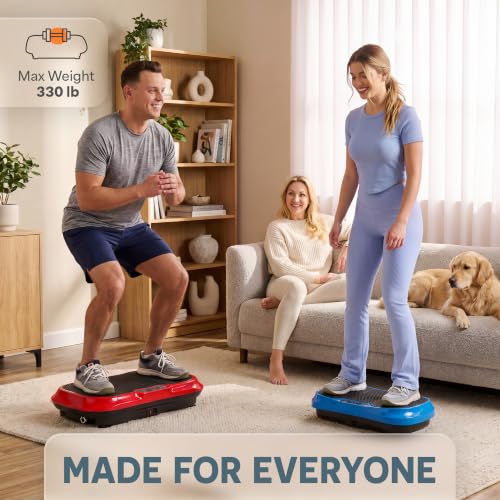 Lifepro Waver Vibration Plate Exercise Machine with 99 Speeds & 10 Presets | Resistance Bands, Non-Slip Surface, 330 lbs Capacity — Vibration Plate for Lymphatic Drainage, Body Toning, Full-Body Workout - color: Red