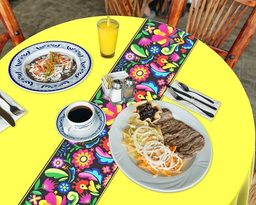 Oudain 6 Pcs Mexican Round Tablecloth 84 Inch Table Cover, Multicolor - color: Multi Color