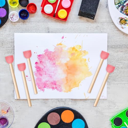 40 Pieces Round Sponge Paint Brush, 0.6 Inch Round Sponge Foam Brush Set Painting Tools for Acrylic Painting and Face Paintbrush Arts and DIY Crafts, Pink