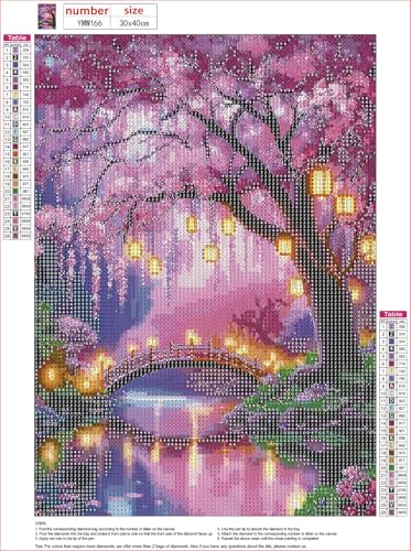 MXJSUA Cherry Blossom Lanterns Diamond Art Painting Kits for Adults, Full Drill 5D Round Dots Diamonds Paint Picture for Beginners, Gem Art Painting Craft Kits for Home Decor Gift 12x16 inch - color: Cherry Blossom Lanterns