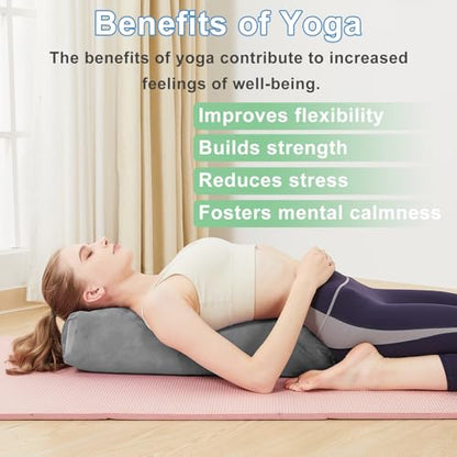 Rectangular Yoga Bolster Pillow for Restorative Yoga - color: Gray