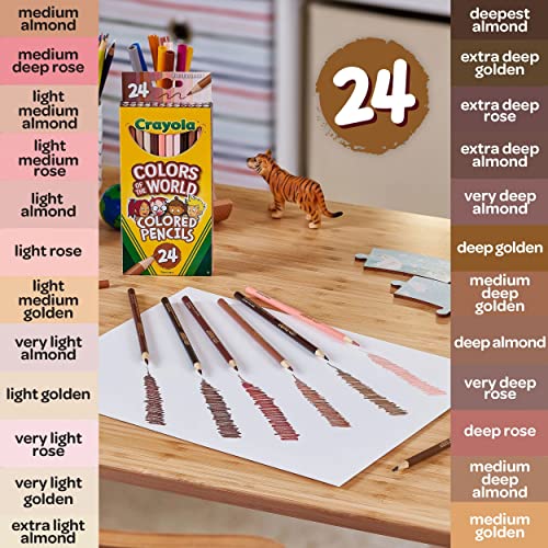 Crayola Colors of the World Colored Pencil Set (24ct), Skin Tone Colored Pencils for Kids, Coloring Book Pencils, Gifts for Kids