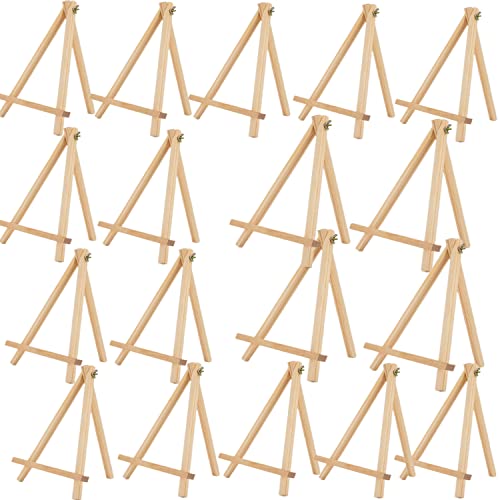 9.4" Tall Natural Pine Wood Tripod Easel Photo Painting Display Portable Tripod Holder Stand& Adjustable Wooden Tripod Tabletop Holder Stand for Canvas - style: 18pack