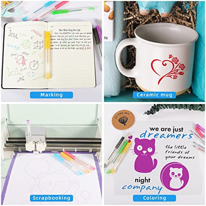 Glitter Gel Pen Set Compatible with Cricut Maker 3/Maker 4/Maker/Explore 3/4/5/Air 2/Air, 0.8 Tip Glitter Pen Set of 7 Pack Medium Point Pen, Writing, Drawing, Invitations, Cards - color: 7 Glitter Pens