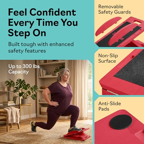 Slant Boards for Exercise, Wooden Slant Board, Calf Stretch Board with 7 Incline Angles, Velour Board, Balance Board & Calf Stretcher, Portable Incline Board for Physical Therapy, Ankle Mobility, Heel & Knees - color: Red