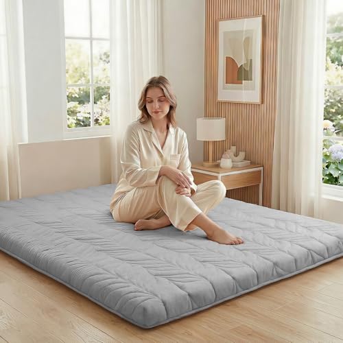 ZonLi Japanese Floor Mattress Futon Mattress Twin Size 4 Inch Thick - color: Grey, size: Twin (75"L x 39"W x 4"Th)