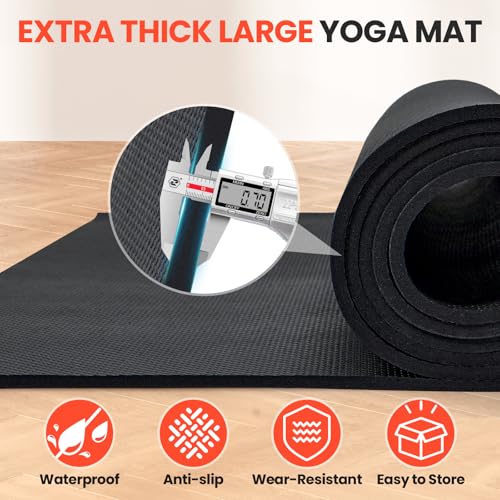 Stepwaver Large Exercise Mat, 6'x4'/7'x5'/8'x5'/9'x5'/10'x5'/12'x5'x8mm | Non-Slip, Ultra Durable, High-Density, Extra Thick Workout Mat for Home Gym Flooring, Cardio, Yoga & Fitness, Shoes-Friendly - size: 7'x 5'x 7mm