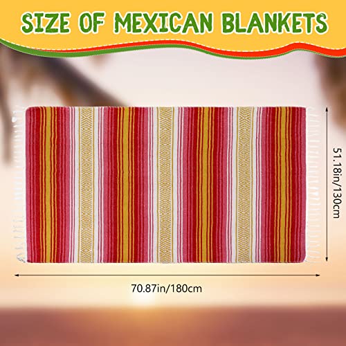 Macarrie 16 Pcs Mexican Blankets Bulk, 51 x 71 Large Mexican Serape Colorful Striped Falsa Blanket for Outdoor Camping Beach Picnic Home Decor