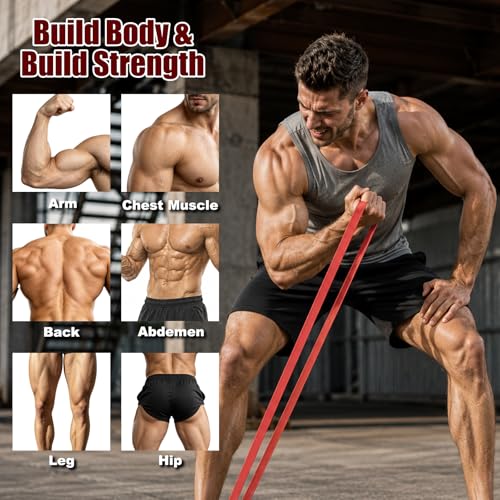 5-Level Resistance Bands, Workout Bands for Exercise | 5-125Lbs Pull-Up Assist Bands,Physical Therapy & Stretching – Multiple Resistance Levels for Home Gym & All Fitness Goals