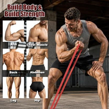 5-Level Resistance Bands, Workout Bands for Exercise | 5-125Lbs Pull-Up Assist Bands,Physical Therapy & Stretching – Multiple Resistance Levels for Home Gym & All Fitness Goals