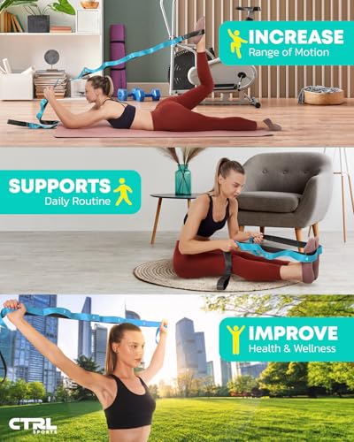 Stretching Strap with Loops, Non Elastic Stretch Band for Physical Therapy - color: blue