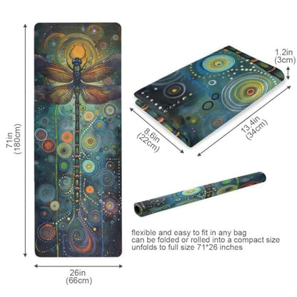Dragonfly Painting Yoga Mat Non-Slip Fitness Mat for Pilates, Workout & Home Gym, 71x26 Inch Yoga Mats for Enhanced Yoga Practice - color: A01