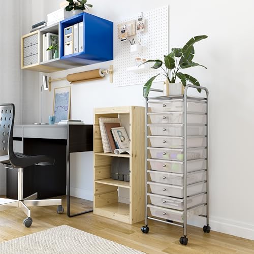 Seville Classics Rolling Utility Organizer Storage Cart, for Home Office, School, Classroom, Scrapbook, Hobby, Craft, 10 Drawer, Frost White - color: Frost White, size: 10 Drawer