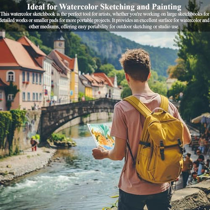 Fuxi Small Watercolor Sketchbook, 2-Pack - 5.5" x 8.5" | 140lb/300gsm Cold Press Watercolor Paper, 30 Sheets Per Pad. - color: Mist Blue